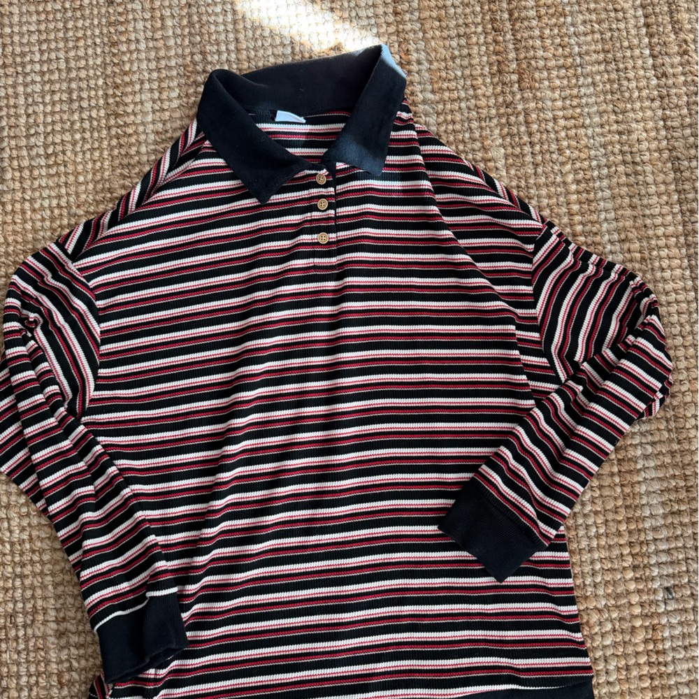 Striped Long Sleeve Polo Shirt
